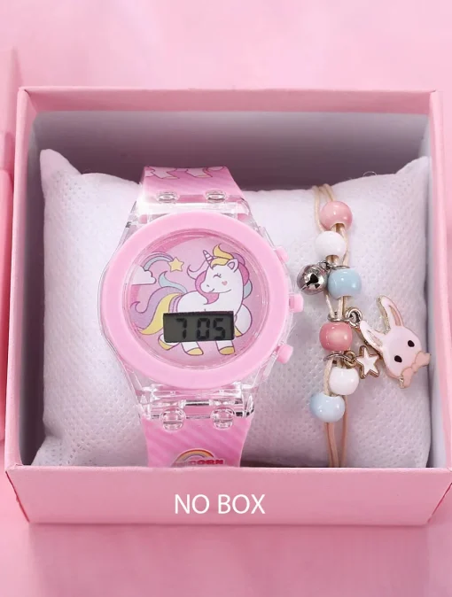 Reloj digital unicornio de silicona, 2 piezas, para niño