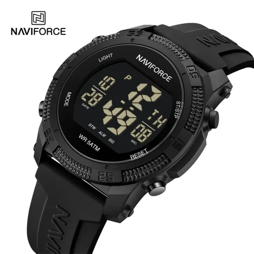 Reloj electrónico NAVIFORCE NF7104 para hombres, digital LCD, informal, fecha y semana, alarma, impermeable, correa de silicona