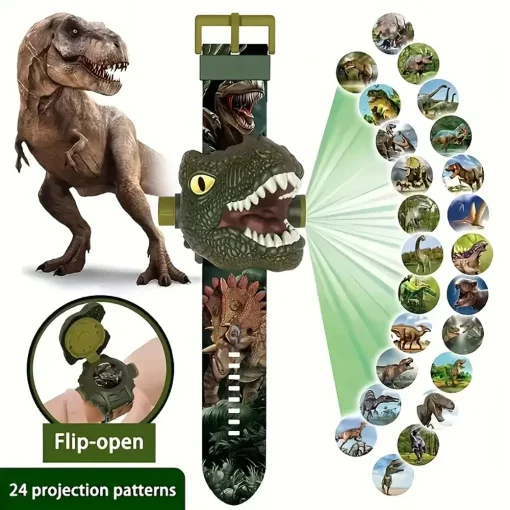 Reloj electrónico con proyección 3D de dinosaurio