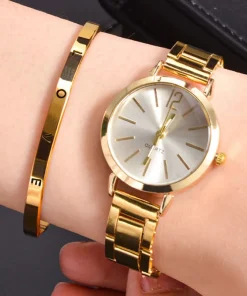 Reloj mujer set de 2, pulsera oro