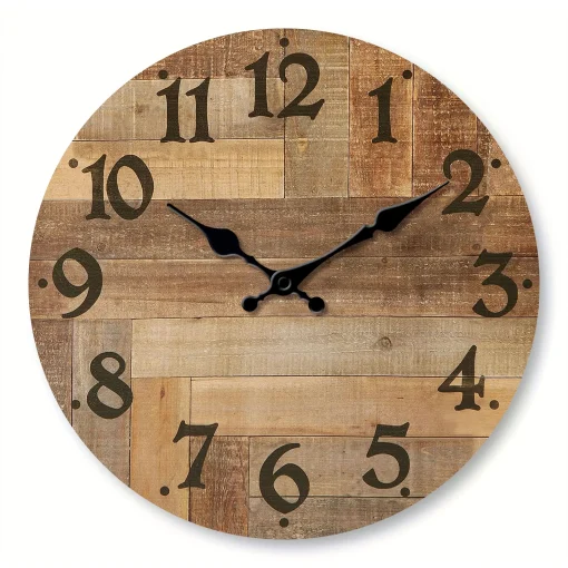 Reloj pared madera 1pz, Vintage text