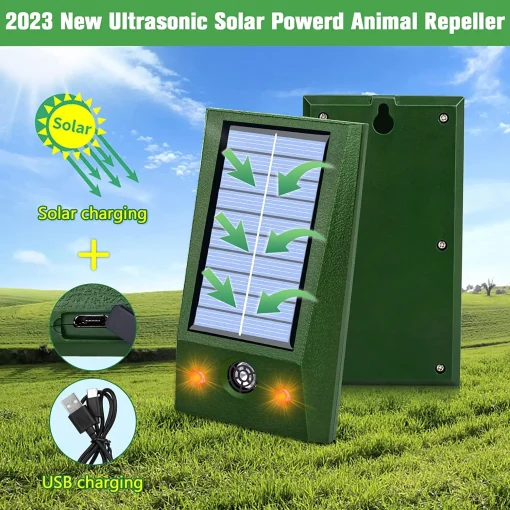 Repelente electrónico ultrasónico de aves alimentado por energía solar