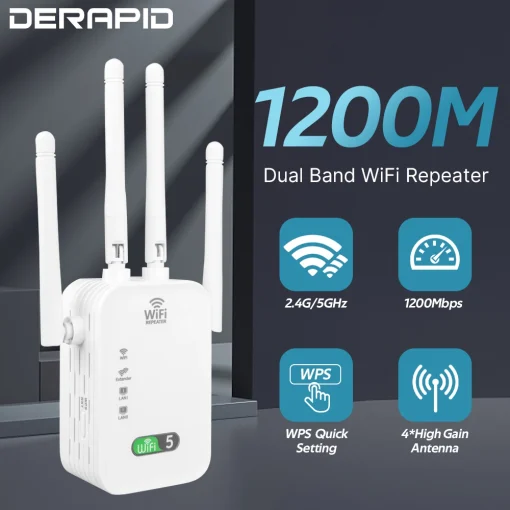 Repetidor Wi-Fi doble banda de 1200Mbps