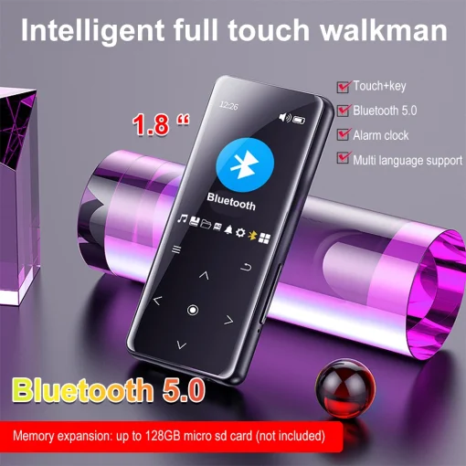 Reproductor MP3 de 1,8 Pulgadas 2024, Bluetooth 5.0