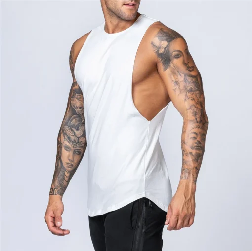 Ropa deportiva de gimnasio para hombre, top, verano, algodón