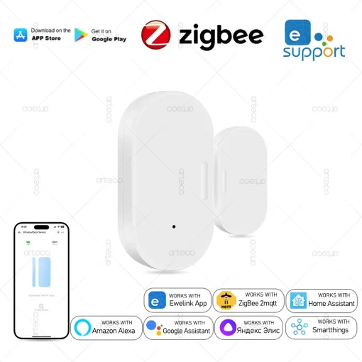 Sensor magnético de puerta y ventana Zigbee inteligente para monitoreo de estado abiertocerrado, alarma remota de la aplicación ideal para detección de seguridad del hogar