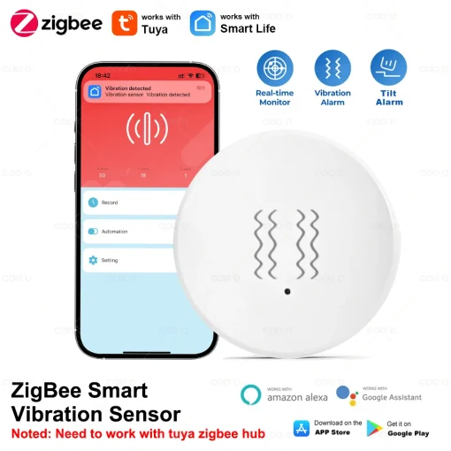 Sensor Zigbee de vibración inteligente Tuya