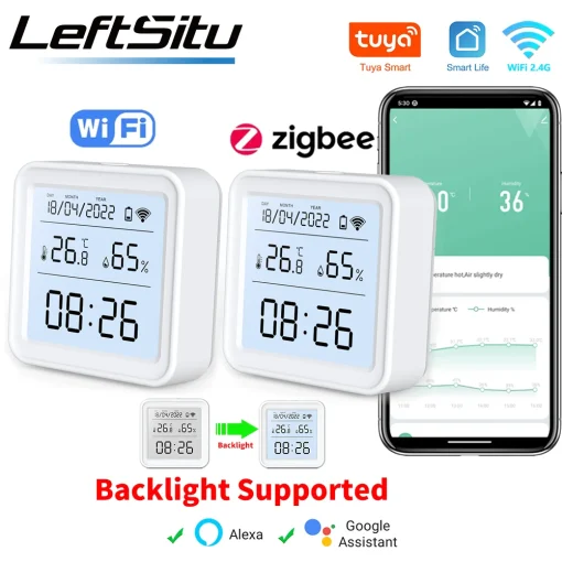 Sensor de humedad y temperatura Zigbee WiFi Tuya