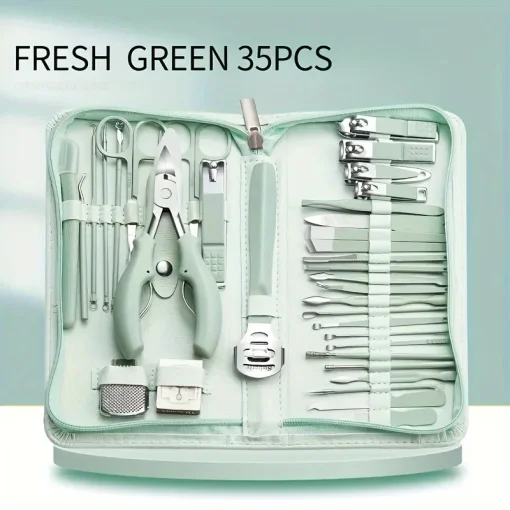 Set manicura verde primavera, 35 piezas