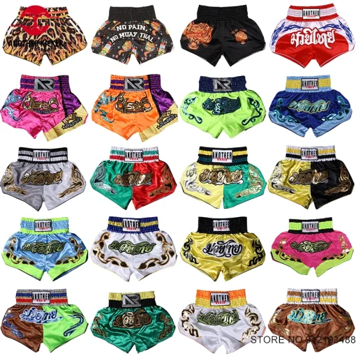 Shorts Muay Thai niños adultos bordado tailandés