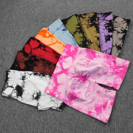 Shorts Yoga Push Up Tie Dye Cortos Mujer