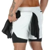 Shorts de compresión estampados para correr, secado rápido, entrenamiento 2 en 1