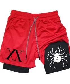 Shorts deportivos transpirables 2 en 1 para hombre Anime Hunter x Hunter