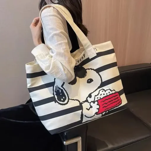 Snoopy, linda bolsa de lona de gran capacidad