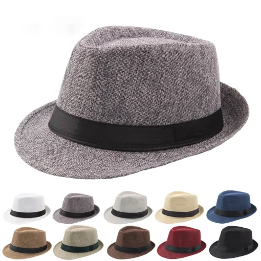 Sombrero Trendy de Paja de Ala Ancha para Hombre y Mujer, Sombrero Panama de Vaquero Casual al Aire Libre