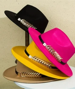 Sombrero clásico de fieltro y ala plana de tweed para damas