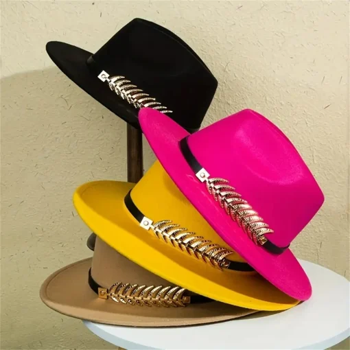 Sombrero clásico de fieltro y ala plana de tweed para damas