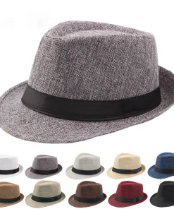 Sombrero de paja Fedora flexible ancho de moda