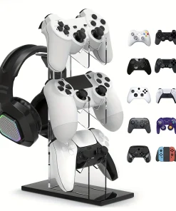 Soporte universal de 3 niveles para mandos y auriculares, accesorios de juego para PS5, PS4, negro, blanco, transparente