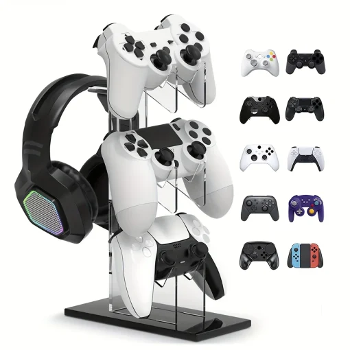 Soporte universal para controlador de 3 capas y soporte para audífonos, accesorios de juego