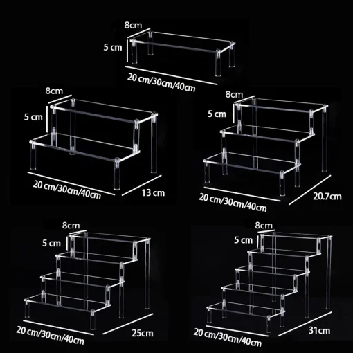 Soportes acrílicos transparentes de 1 a 5 niveles