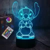 Stitch de Disney 16 Colores Luz Nocturna 3D