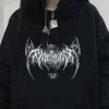 Sudaderas con capucha góticas de manga larga con estampado gráfico de calavera