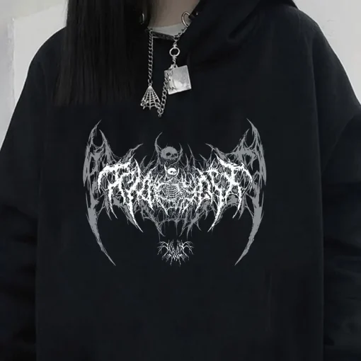 Sudaderas con capucha góticas de manga larga con estampado gráfico de calavera