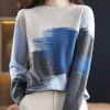 Sudaderas de cachemir con tie-dye y cuello redondo para otoño-invierno