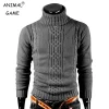 Suéter Retro Invierno Otoño Hombre Cálido Manga Larga Cuello Alto