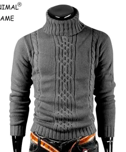 Suéter Retro Invierno Otoño Hombre Cálido Manga Larga Cuello Alto