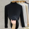 Suéter de felpa grueso de cuello alto para mujer, cálido e informal de invierno