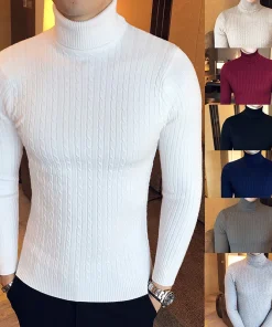 Suéter grueso cálido de cuello alto de invierno para hombre