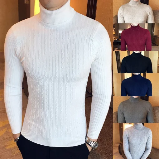 Suéter grueso cálido de cuello alto de invierno para hombre