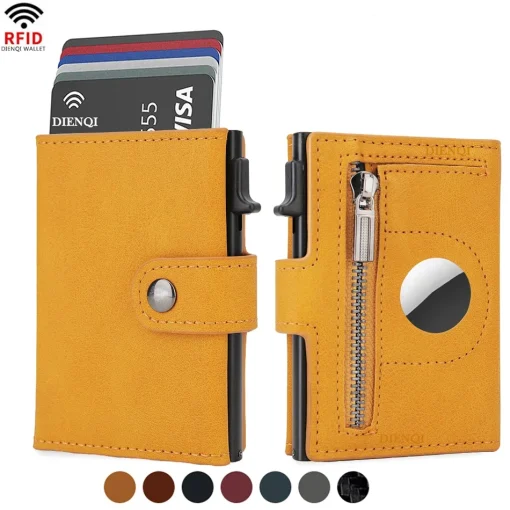 Tarjetero RFID para hombres Wallets de lujo Billeteras delgadas para Airtag Air Tag