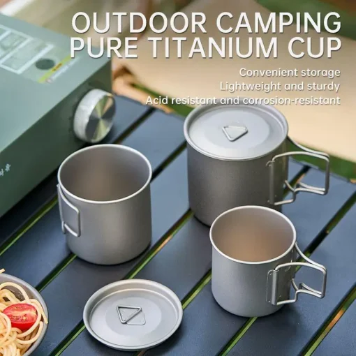 Taza de Titanio Puro para Camping, Taza Portátil Fácil de Doblar