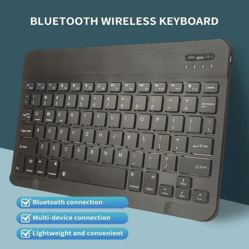 Teclado Bluetooth inalámbrico recargable negro de 10