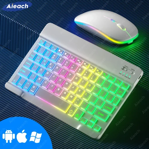 Teclado inalámbrico Bluetooth retroiluminado multicolor