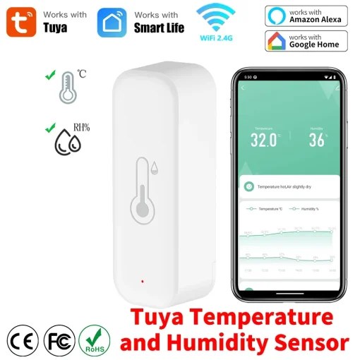 Termohigrómetro inteligente de temperatura y humedad WiFi de Tuya