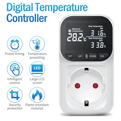 Termostato enchufe controlador temperatura digital