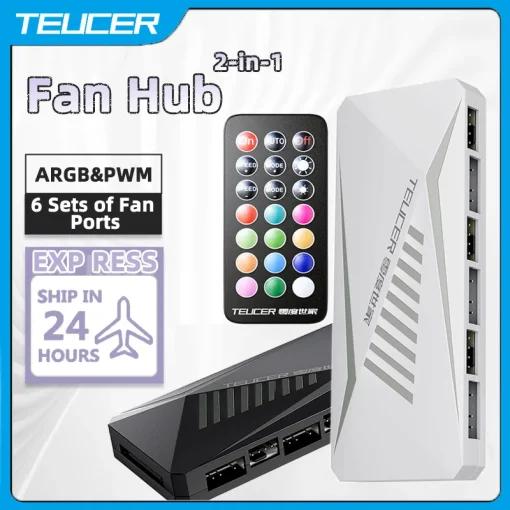 Teucer Ventilador 3 en 1 PWM Controlador RGB