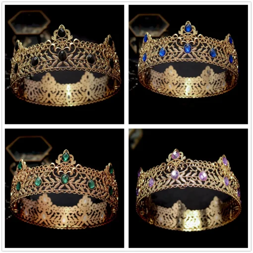 Tiara redonda nupcial de rey para hombre