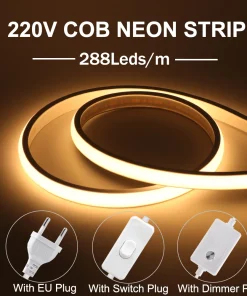 Tira LED Neón COB 288LEDsm Alta Luminosidad 220V Regulable Resistente Agua