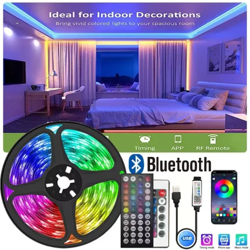 Tira LED adhesiva de 1 a 30 m de RGB, con cadena de hielo de 5 V 5050, Bluetooth, para decoración infantil