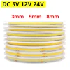 Tira de LED COB DC 5V 12V 24V 320 384 480 528 LEDm