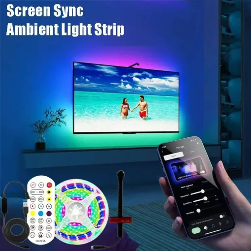 Tira de retroiluminación LED USB Rgbic con cámara para Smart TV Ambilight 5V