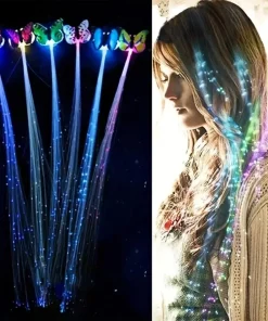 Trenzas de peluca con luces de mariposa de colores