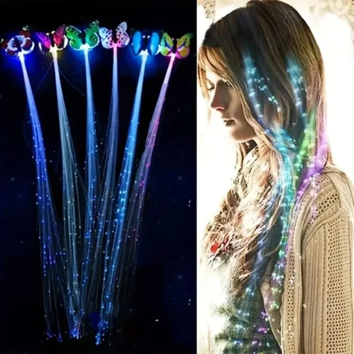 Trenzas de peluca con luces de mariposa de colores