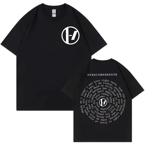 Twenty One Pilots Camiseta impresa con la letra Overcompensate