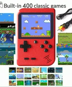 Una consola clásica retro roja para niños con 400 juegos